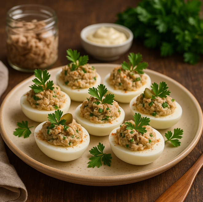 Яйца, фаршированные тунцом